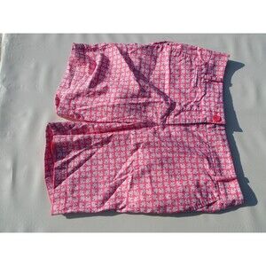 Talbots 4p Long Shorts Pink White Fish Vacation Beach Tropical Coastal